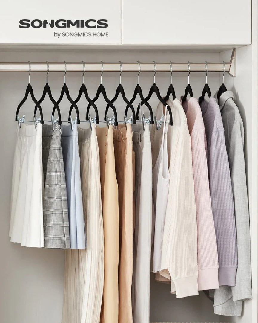 Velvet Pants Hangers With Adjustable Clips Set
