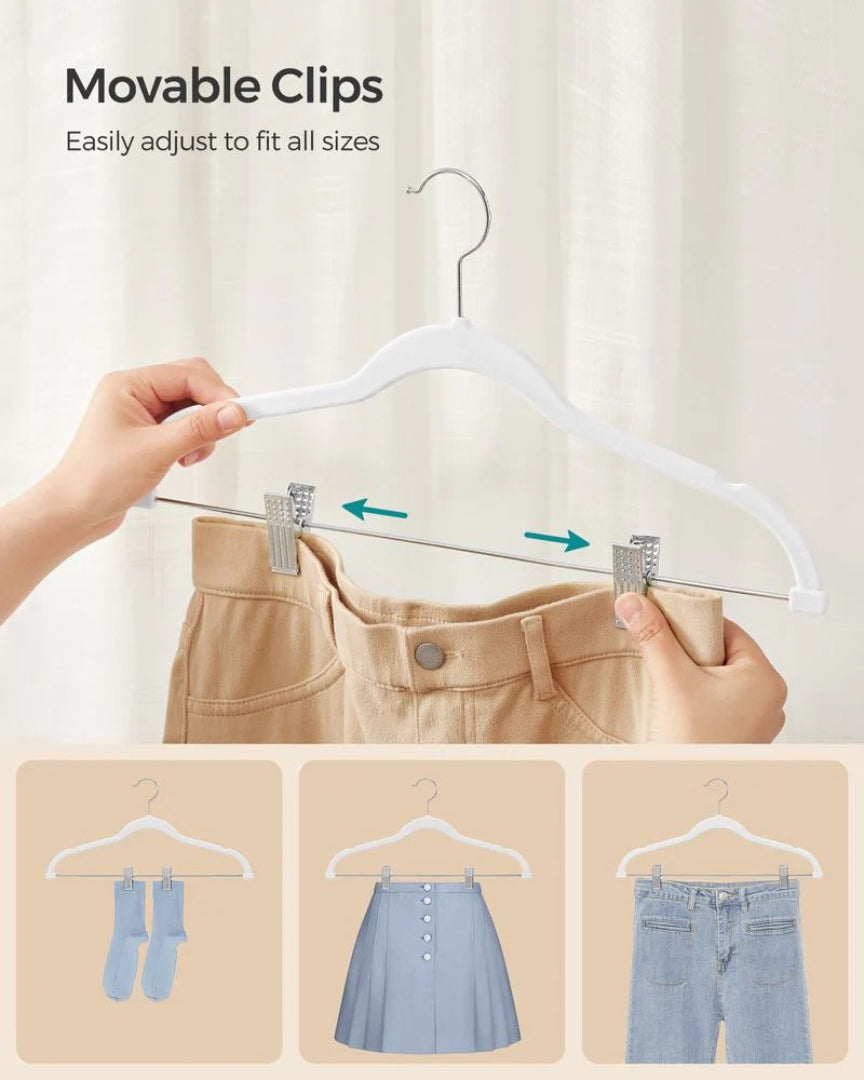 Velvet Pants Hangers With Adjustable Clips Set