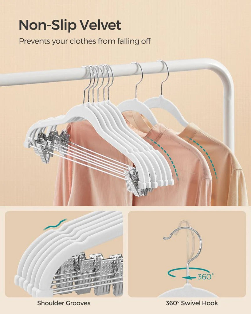 Velvet Pants Hangers With Adjustable Clips Set