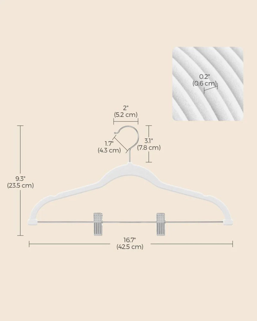 Velvet Pants Hangers With Adjustable Clips Set