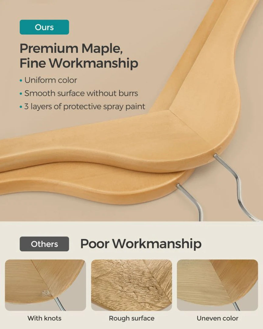Wood Coat Hangers 20 Pack With Shoulder Notches