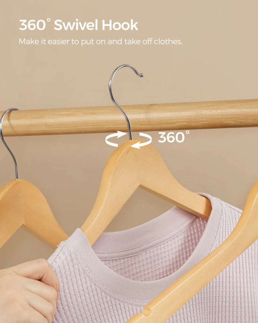 Wood Coat Hangers 20 Pack With Shoulder Notches