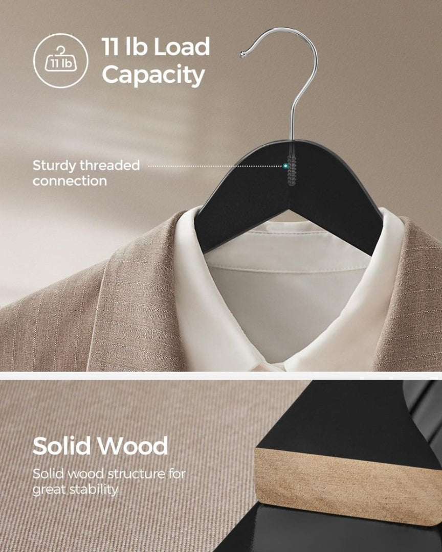 Wood Coat Hangers 20 Pack With Shoulder Notches