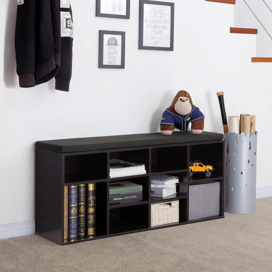 Shoe Storage Bench With Cushion, 9/10/12 Compartments Organizer