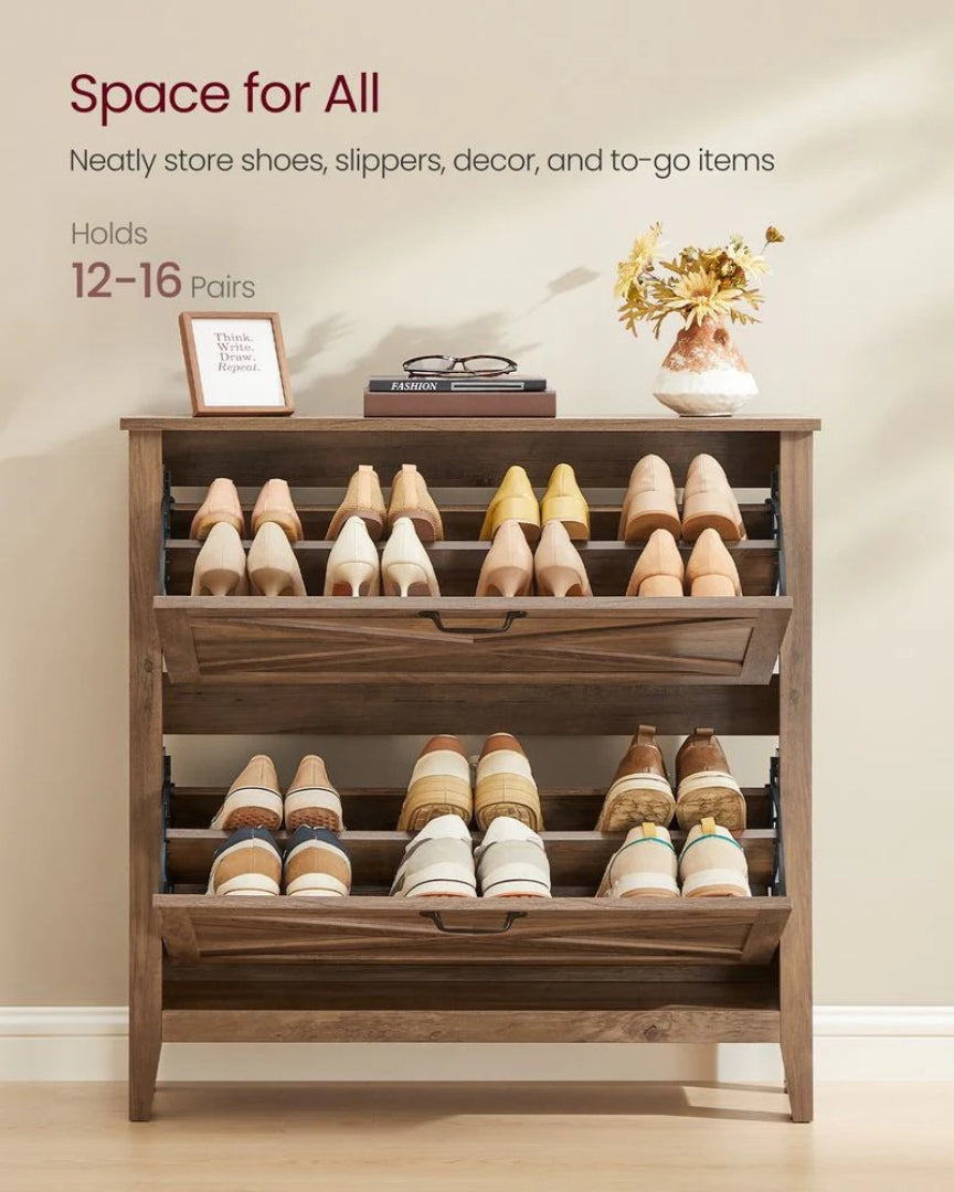 Shoe Storage Cabinet With Flip Drawers, Slim Entryway Organizer