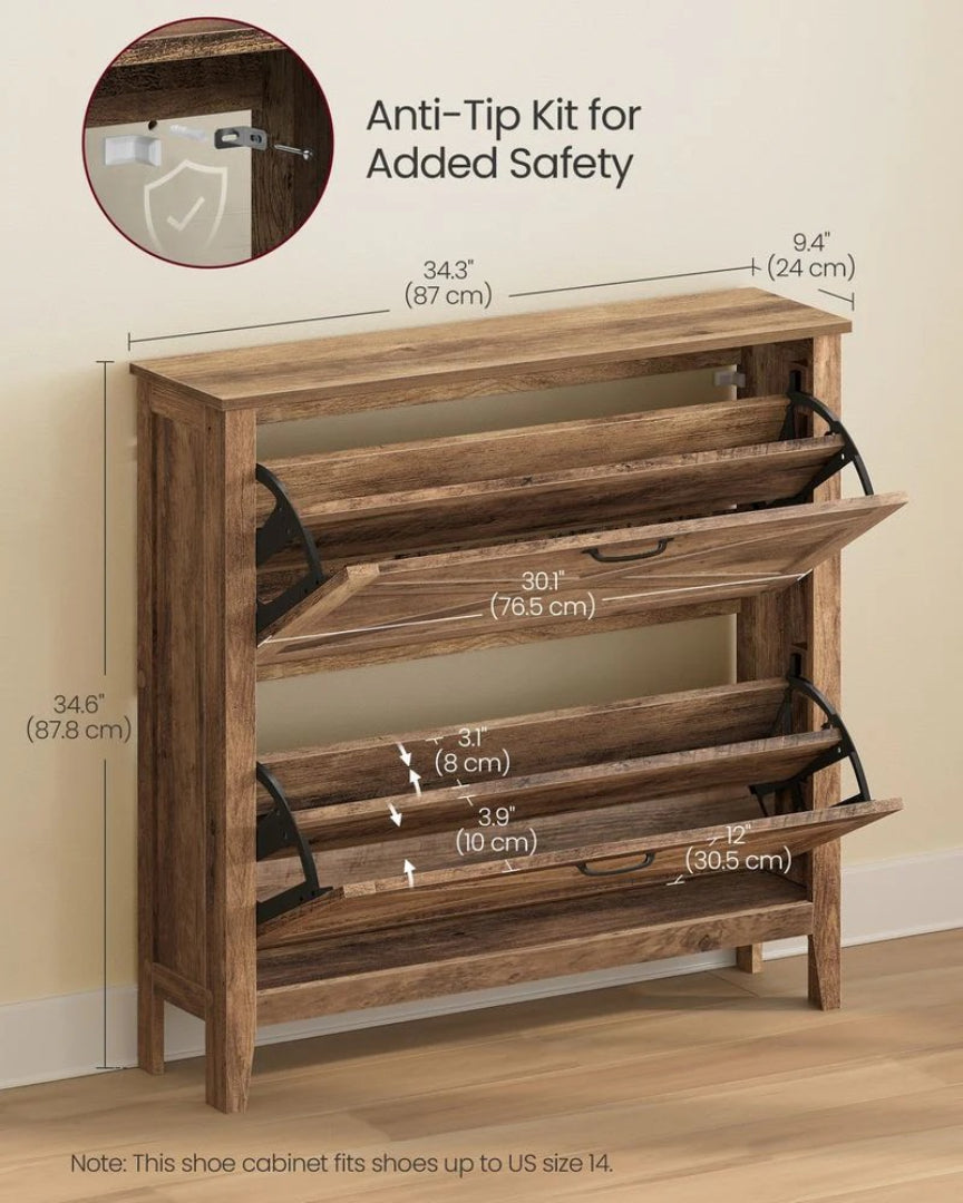 Shoe Storage Cabinet With Flip Drawers, Slim Entryway Organizer