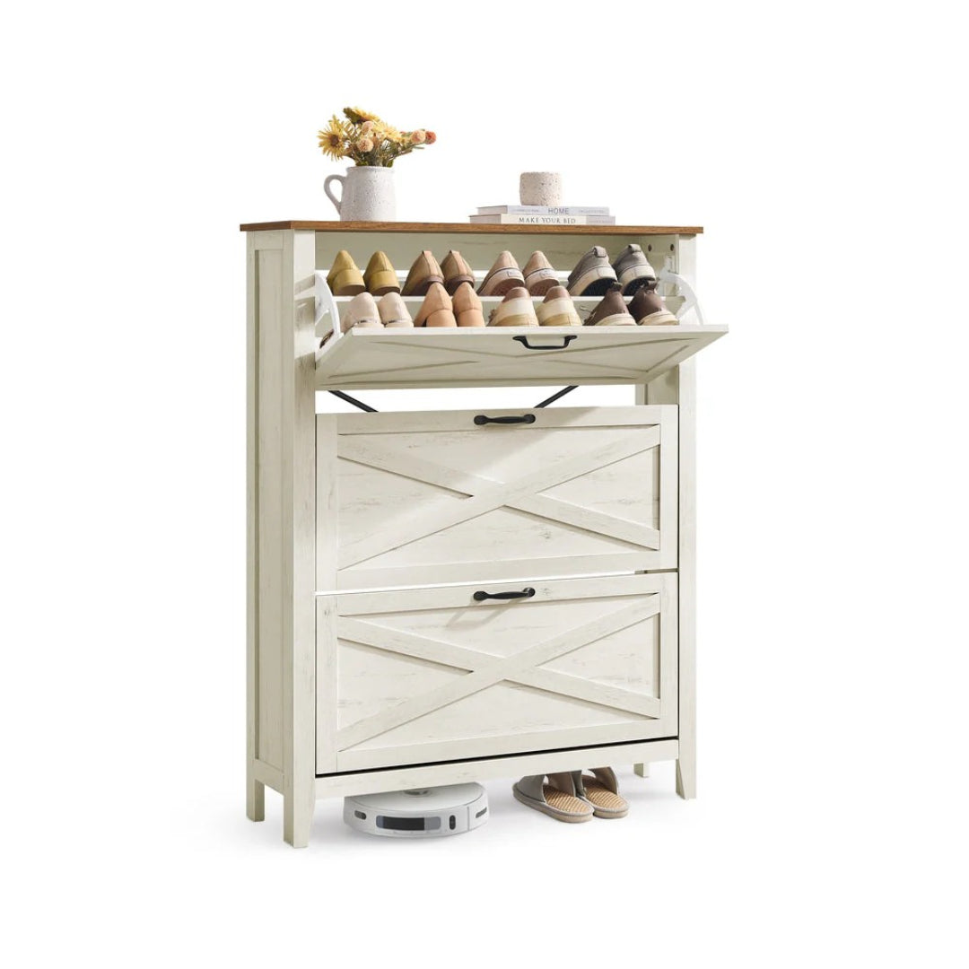 Shoe Storage Cabinet With 3 Flip Drawers, Slim Entryway Organizer