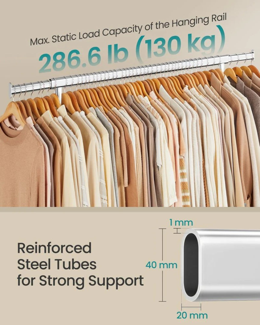 Clothes Rack Heavy Duty Rolling Garment Rack 43.3-59.1in Wide