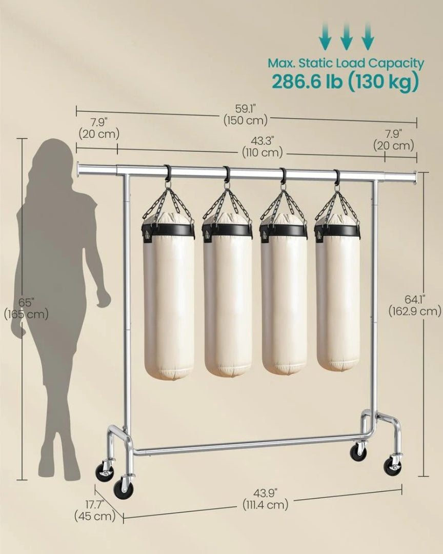 Clothes Rack Heavy Duty Rolling Garment Rack 43.3-59.1in Wide