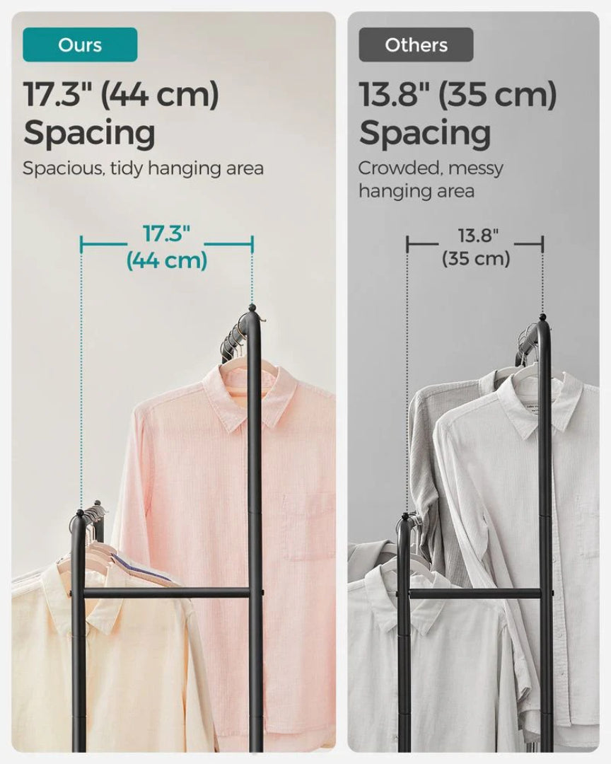 Clothes Rack With Wheels Metal Garment Rack 35.8in Wide