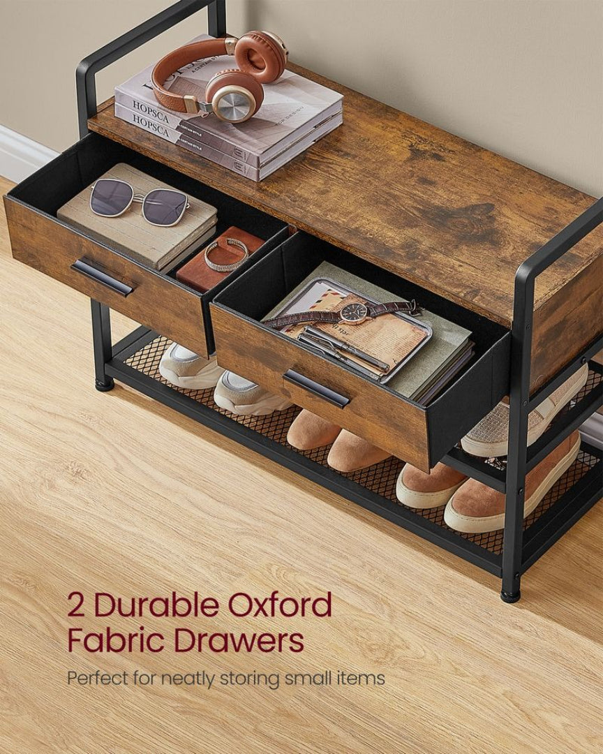 Hall Tree With Bench, Drawers, Hooks & Shoe Storage Entryway Unit