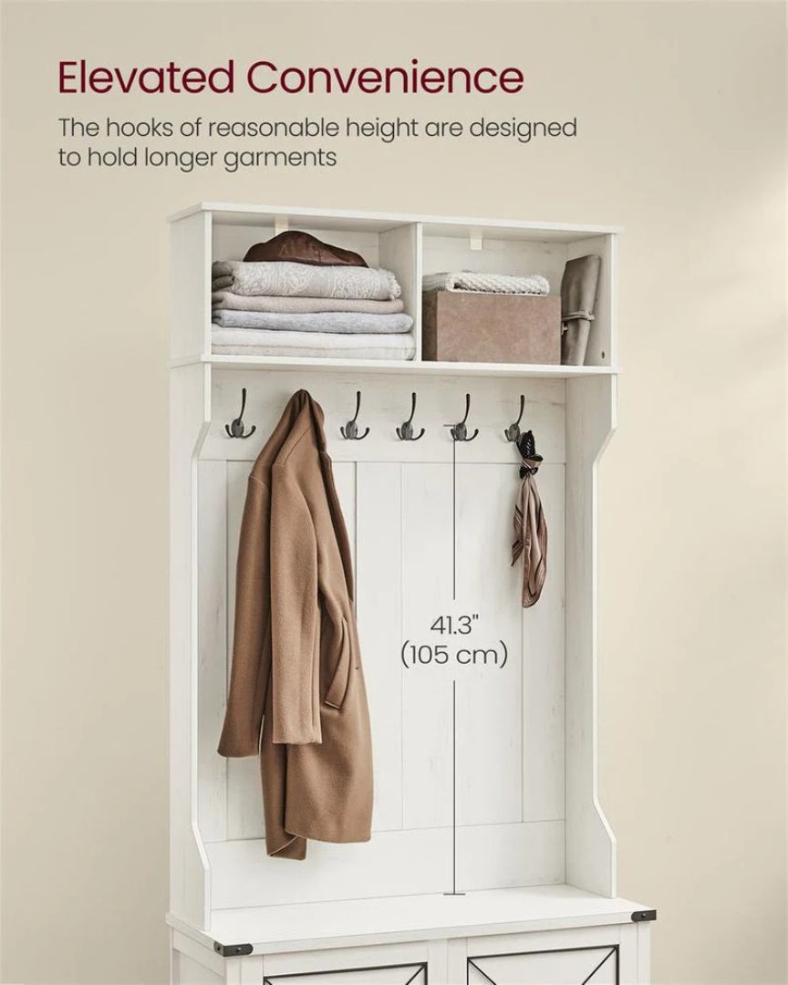 Hall Tree With Bench, Shoe Cabinet & Hooks Entryway Storage Unit