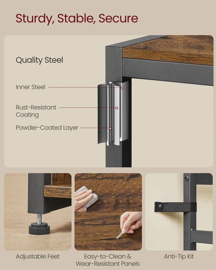 Hall Tree With Bench, Shoe Storage & 14 Hooks Entryway Rack