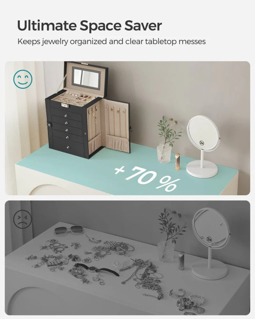 Large Jewelry Box Organizer 6 Tier With Drawers Mirror And Lock