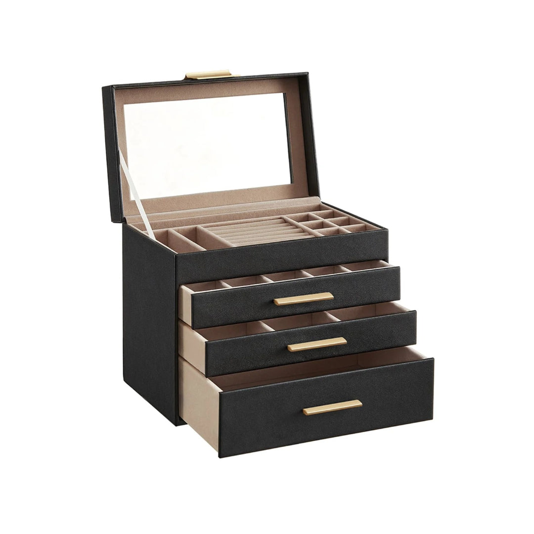 Large Jewelry Box With Glass Lid 4 Or 6 Layer Organizer