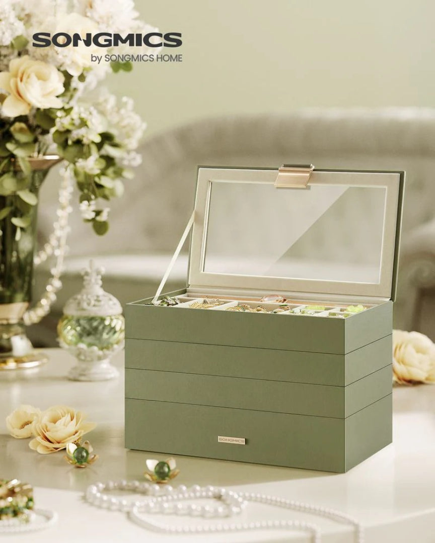 Stackable Jewelry Organizer Trays With Glass Lid 2 To 6 Tier