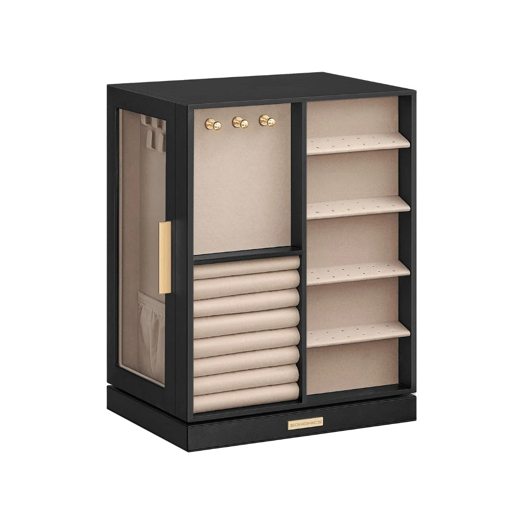 Rotating Jewelry Box Organizer With 5 Drawers And Hooks
