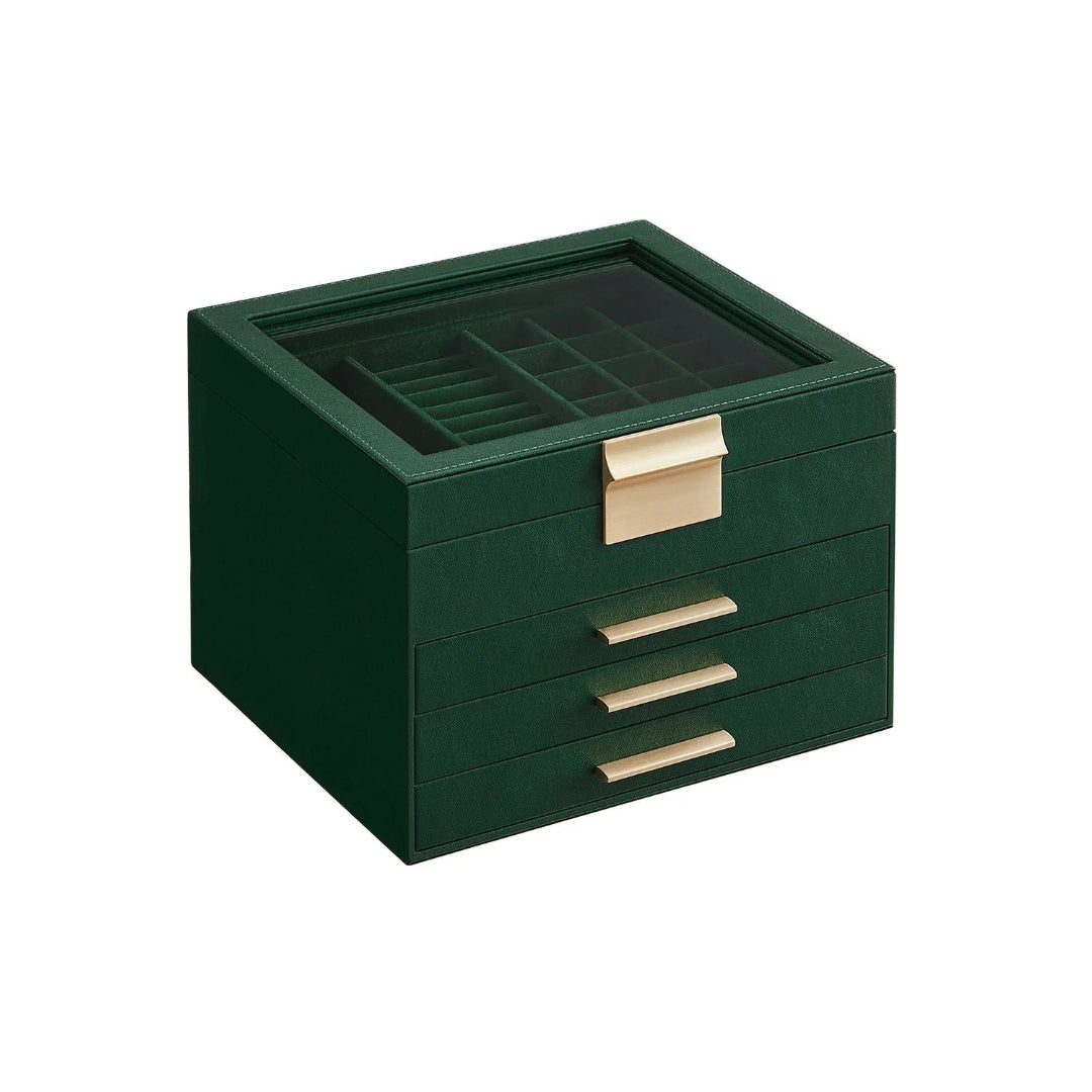 Jewelry Box Organizer With Glass Lid 2 To 6 Layer Storage