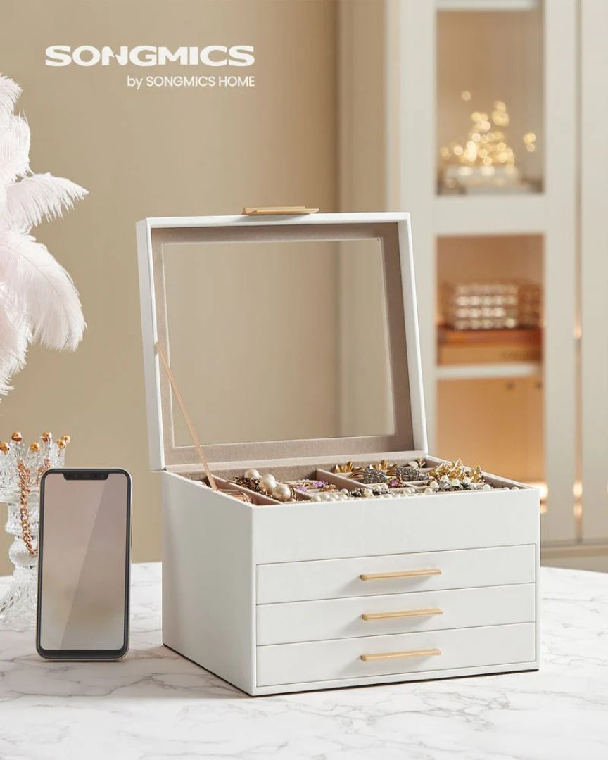 Jewelry Box Organizer With Glass Lid 2 To 6 Layer Storage