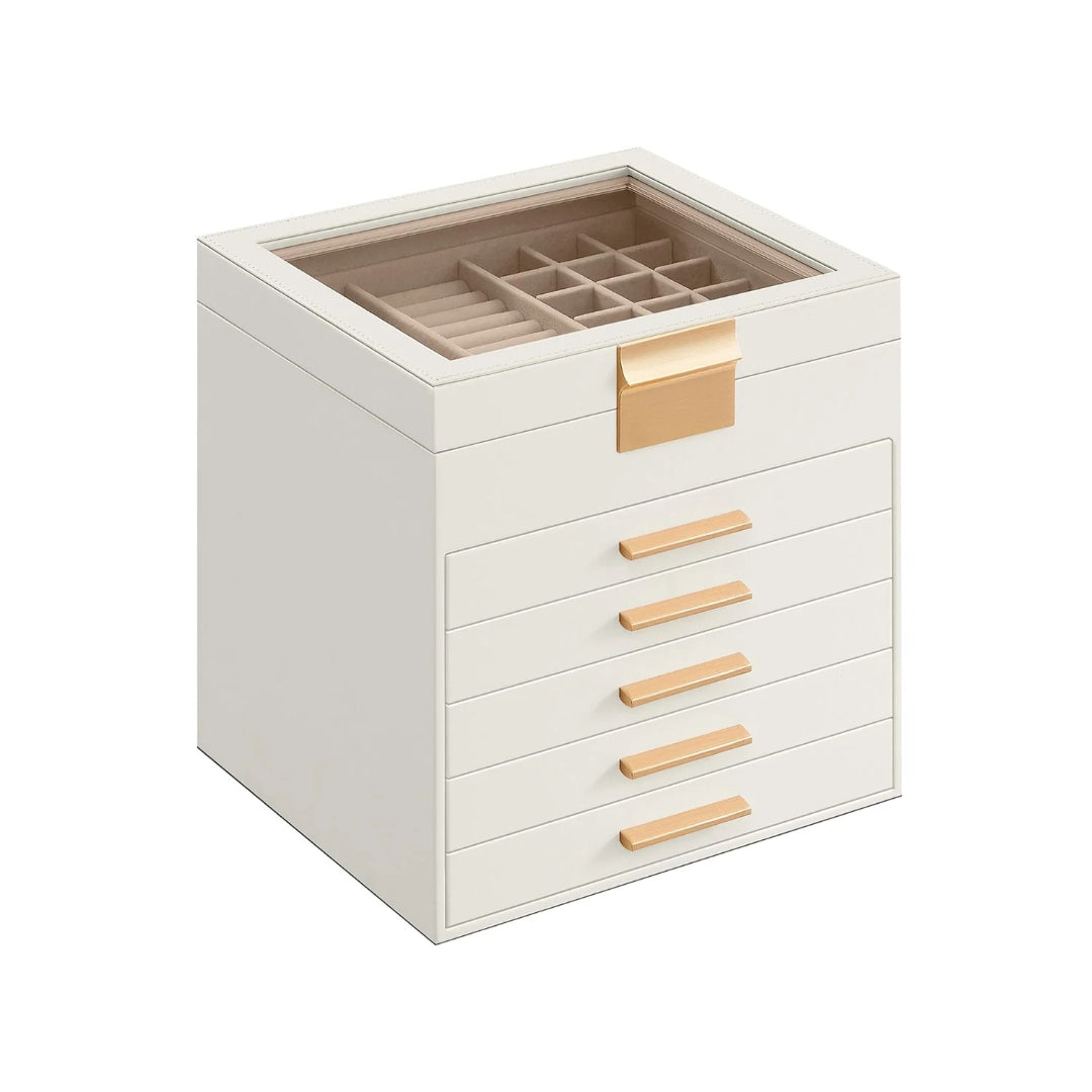 Jewelry Box Organizer With Glass Lid 2 To 6 Layer Storage