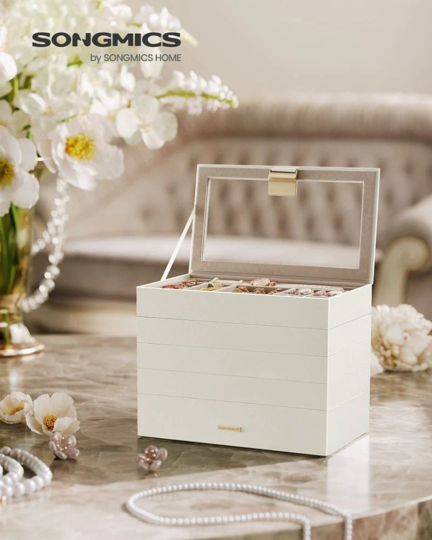 Stackable Jewelry Organizer Trays With Glass Lid 2 To 6 Tier