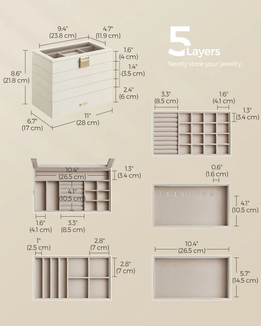 Stackable Jewelry Organizer Trays With Glass Lid 2 To 6 Tier