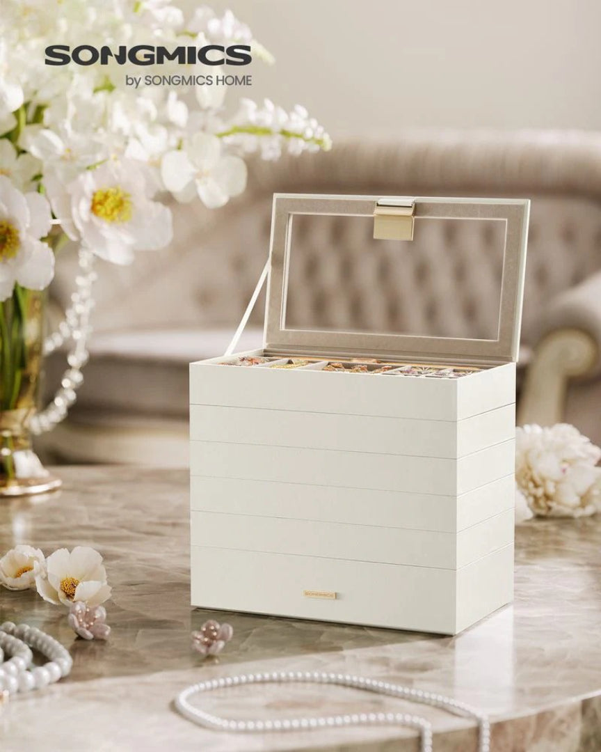 Stackable Jewelry Organizer Trays With Glass Lid 2 To 6 Tier