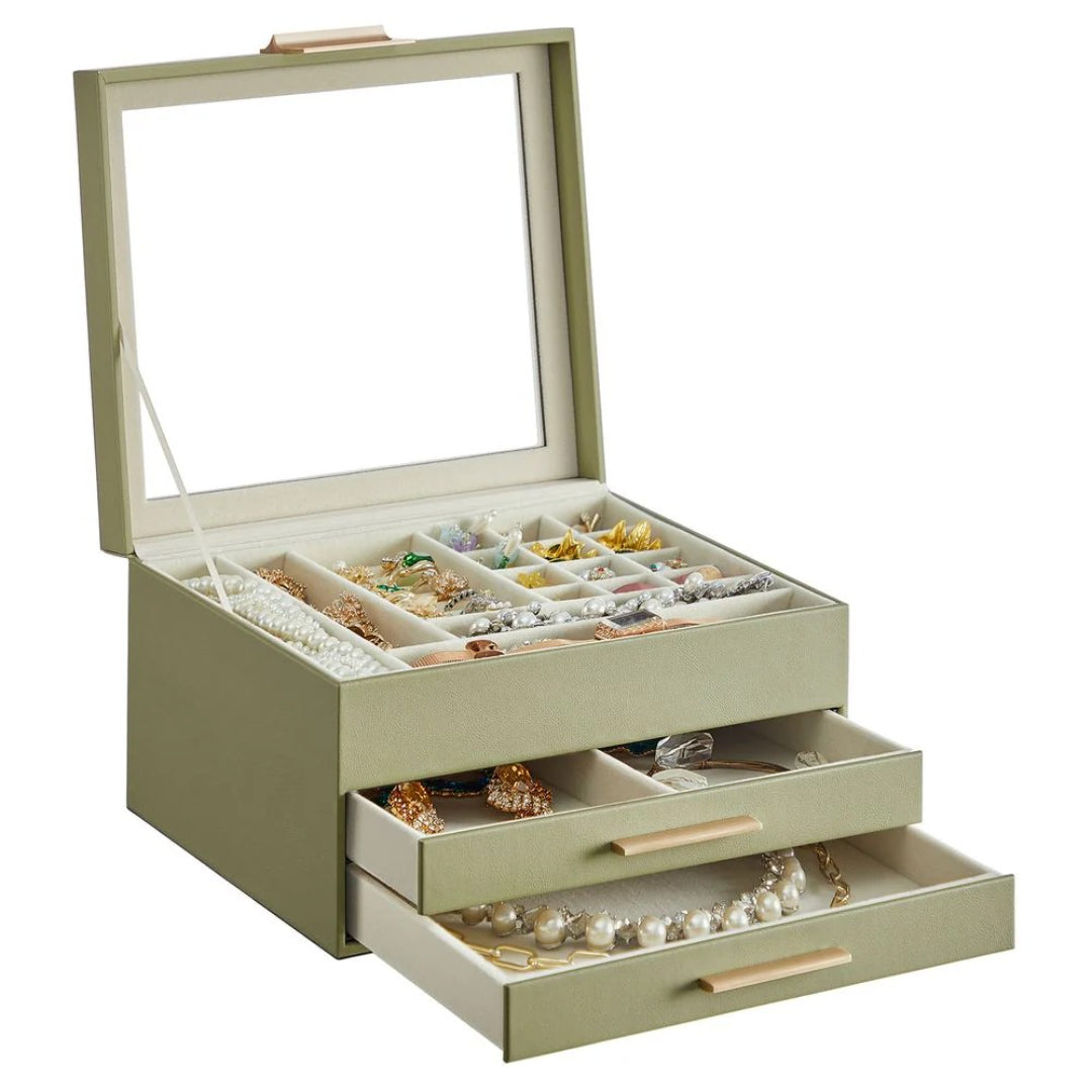 Jewelry Box Organizer With Glass Lid 2 To 6 Layer Storage