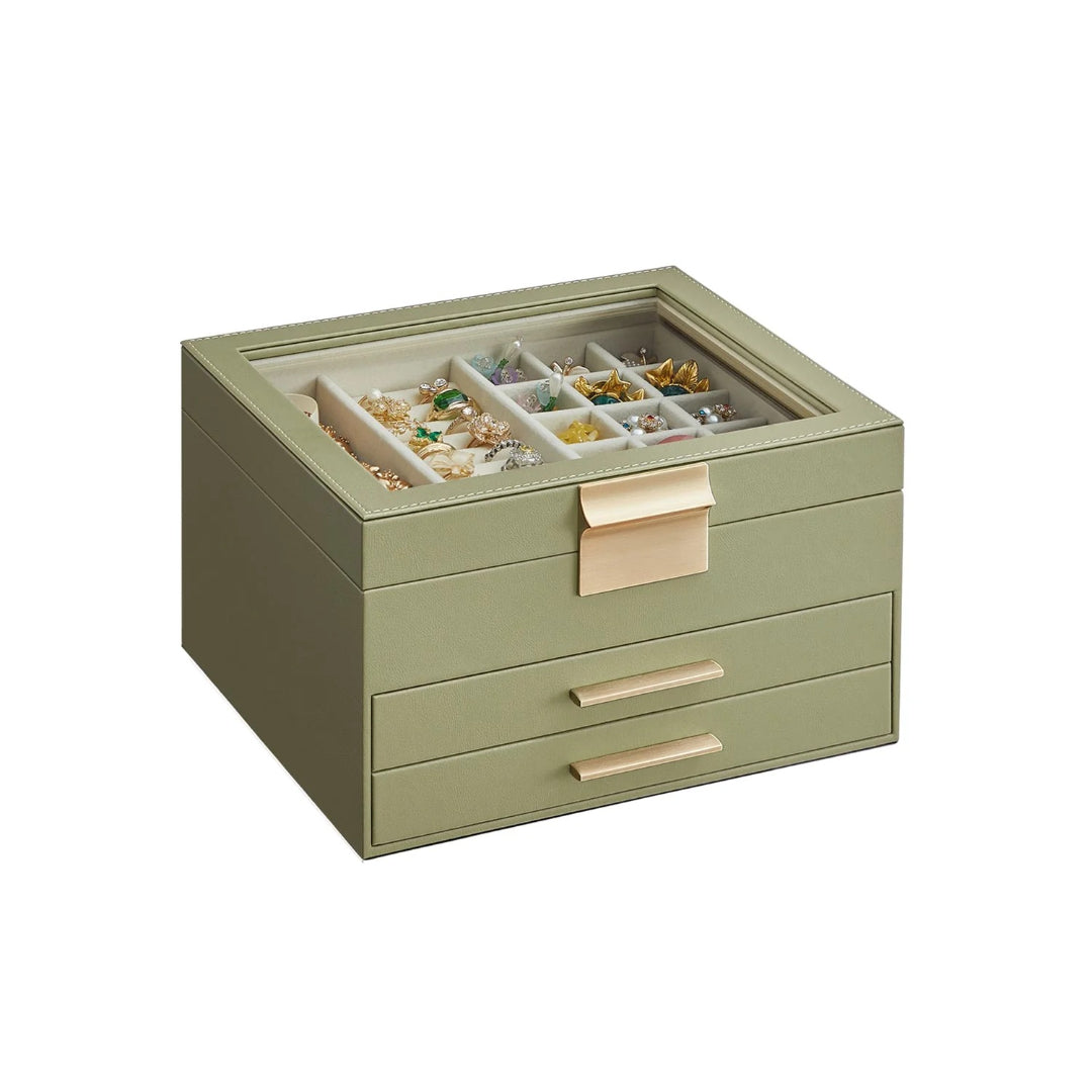 Jewelry Box Organizer With Glass Lid 2 To 6 Layer Storage
