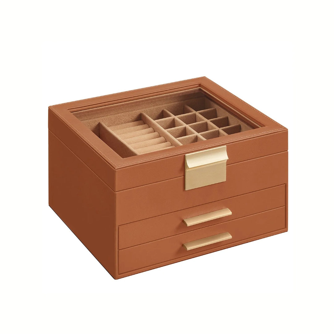 Jewelry Box Organizer With Glass Lid 2 To 6 Layer Storage