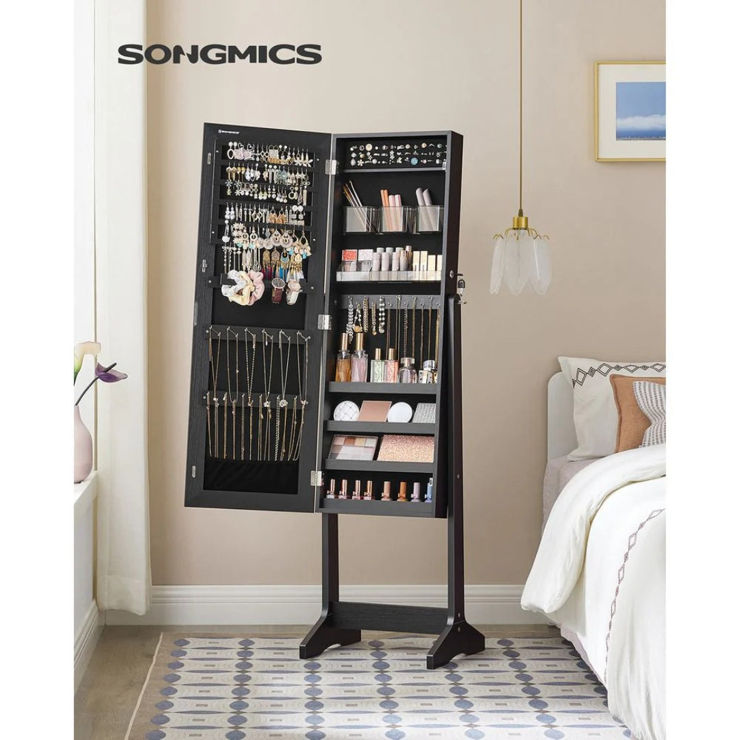 Freestanding Mirror Jewelry Cabinet Armoire With Storage
