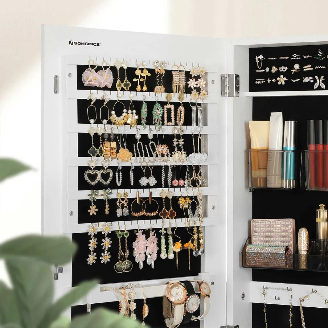 Freestanding Mirror Jewelry Cabinet Armoire With Storage