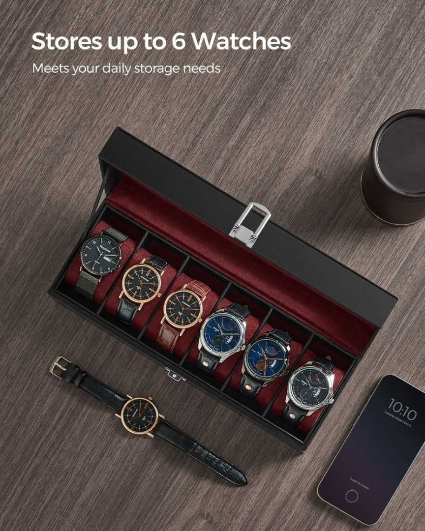 Watch Storage Case With Glass Lid 6 Or 12 Slot Organizer