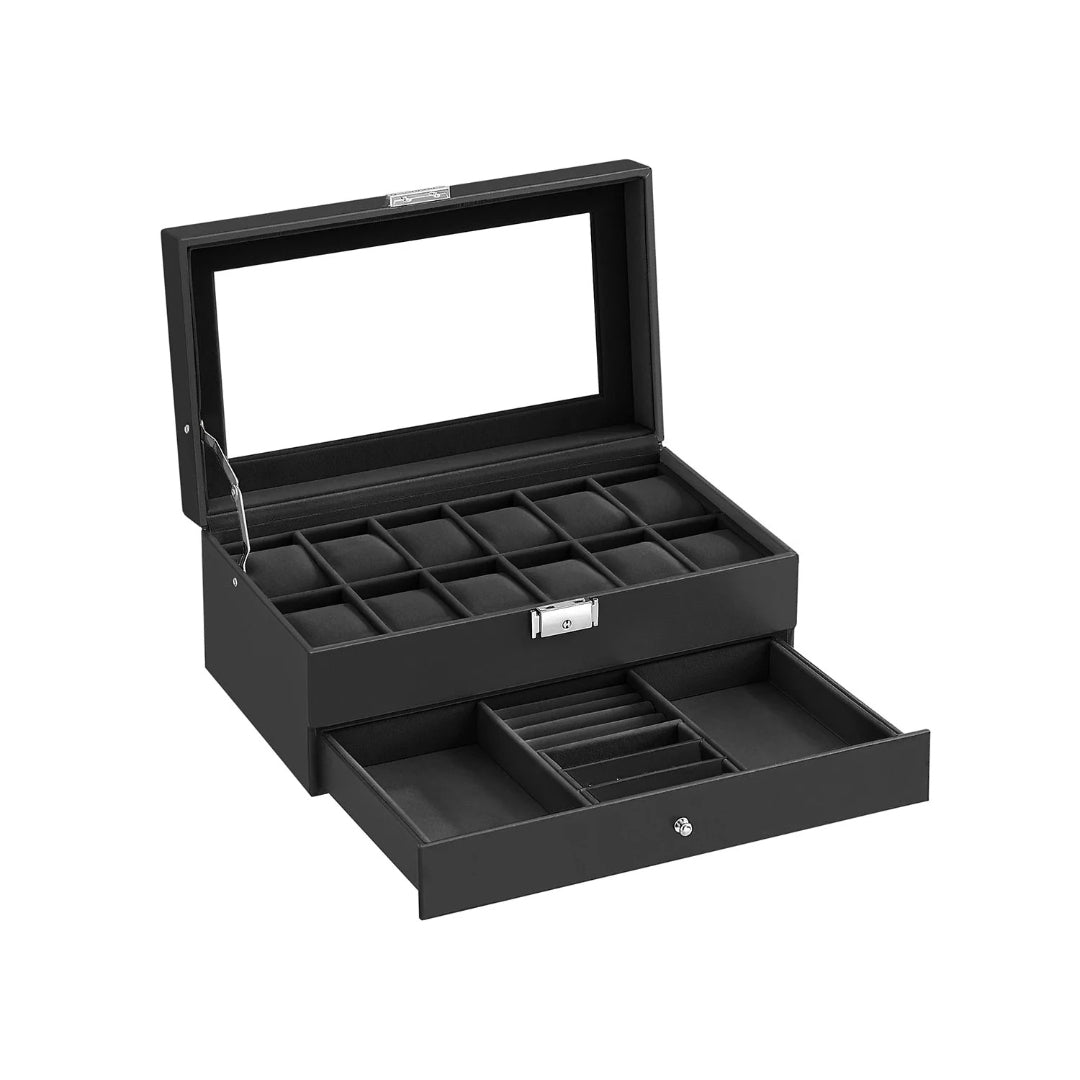 Lockable Watch Box With Glass Lid 6 8 Or 12 Slot