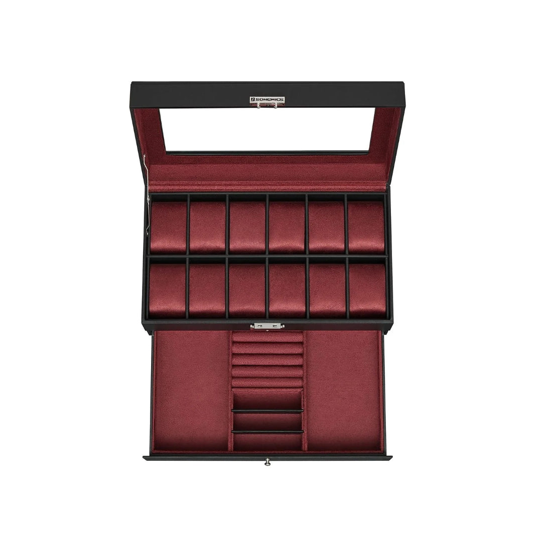 Lockable Watch Box With Glass Lid 6 8 Or 12 Slot
