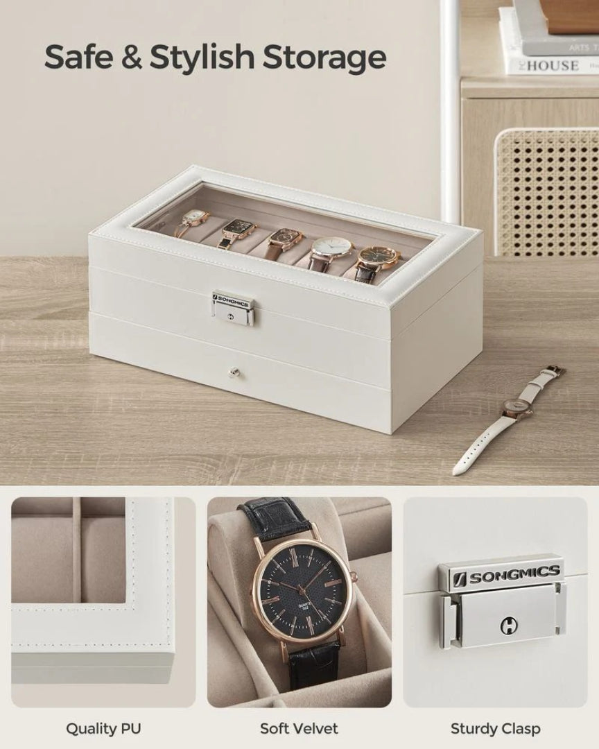 Lockable Watch Box With Glass Lid 6 8 Or 12 Slot