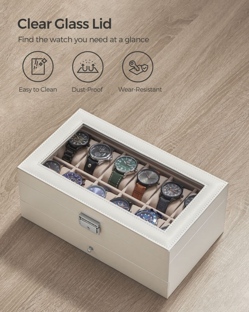 Lockable Watch Box With Glass Lid 6 8 Or 12 Slot