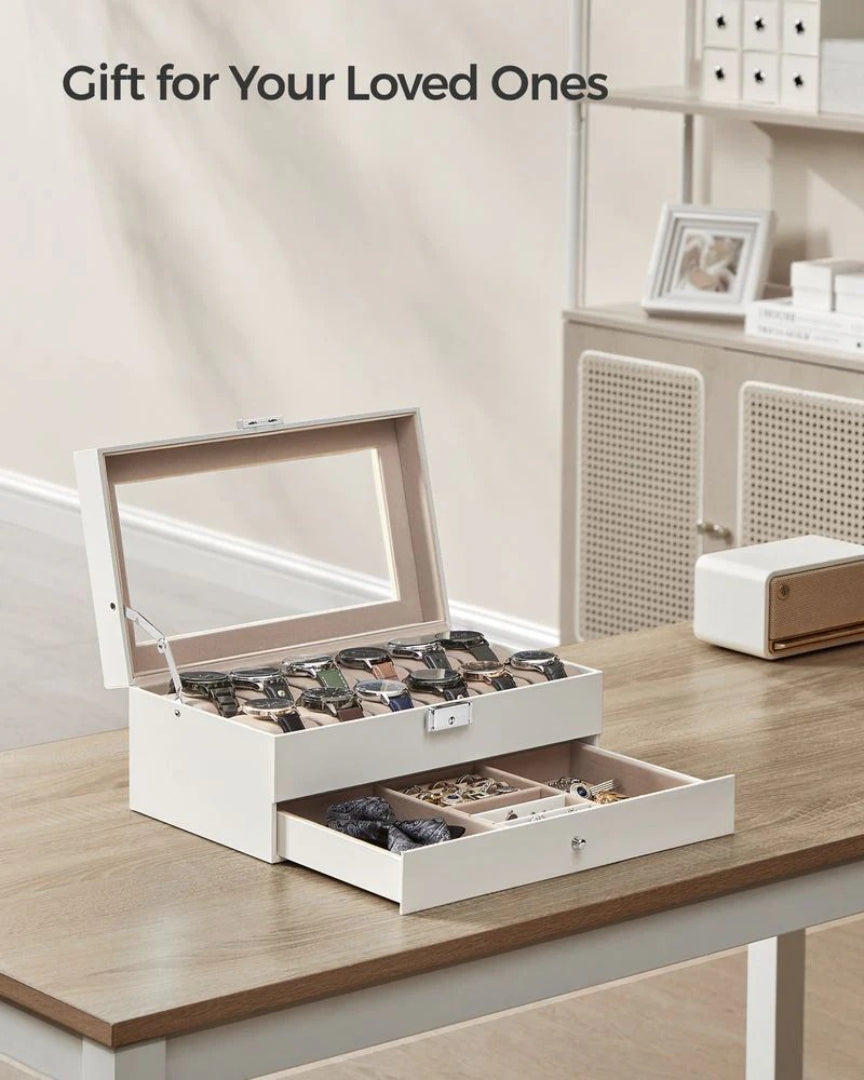 Lockable Watch Box With Glass Lid 6 8 Or 12 Slot