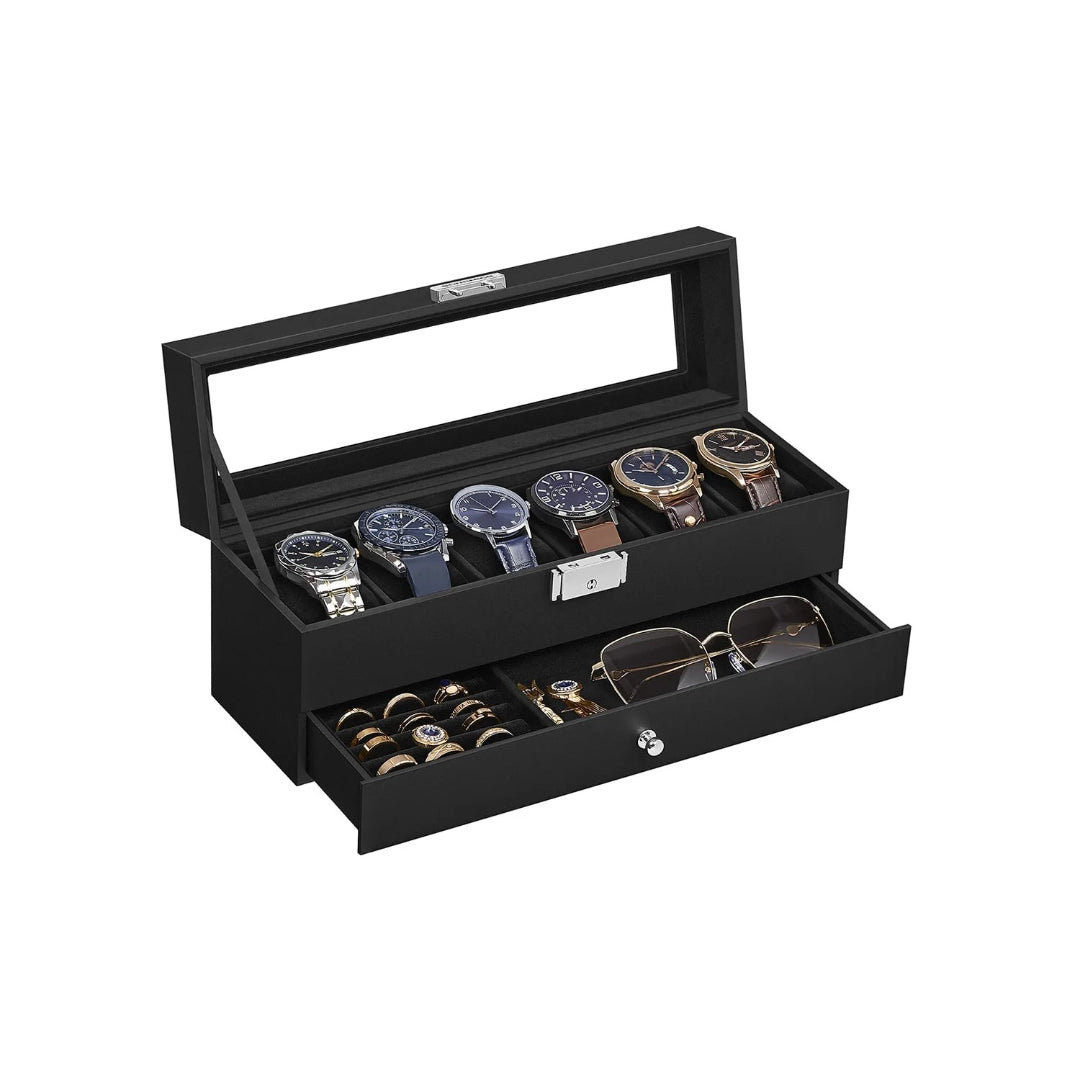 Lockable Watch Box With Glass Lid 6 8 Or 12 Slot
