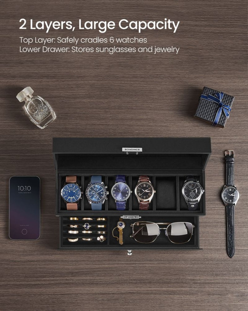 Lockable Watch Box With Glass Lid 6 8 Or 12 Slot