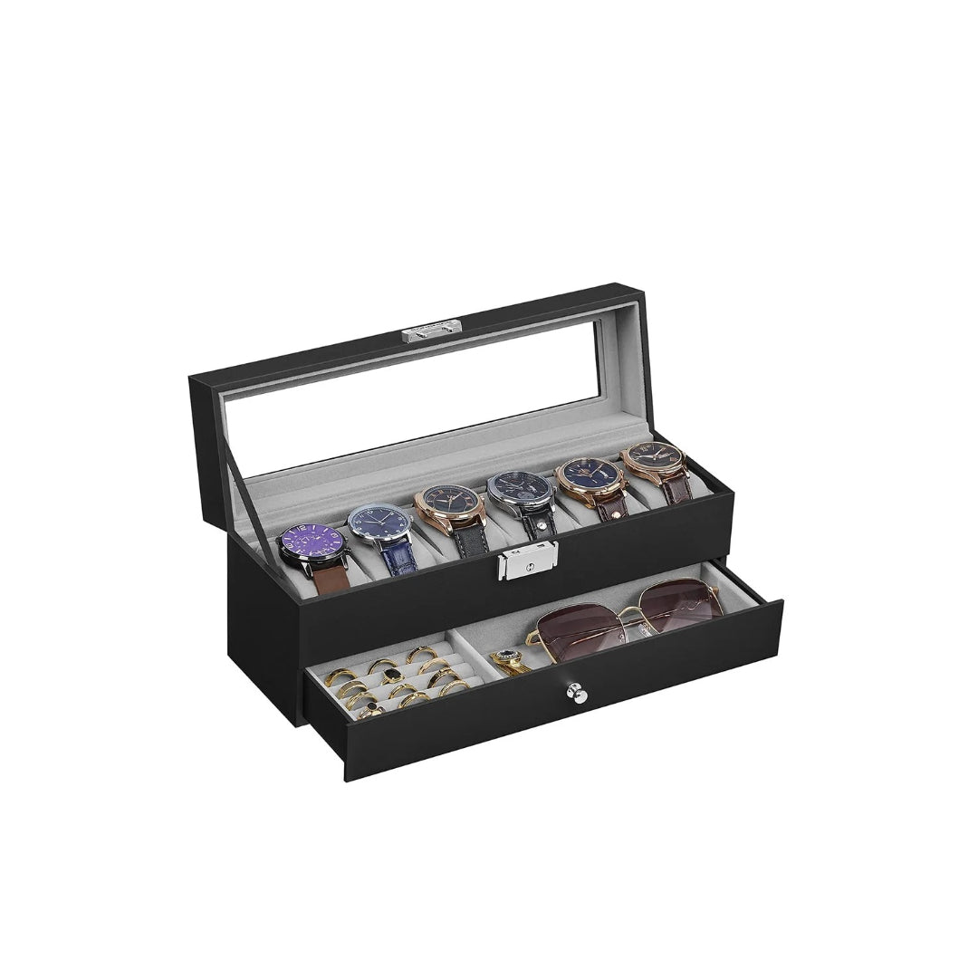 Lockable Watch Box With Glass Lid 6 8 Or 12 Slot