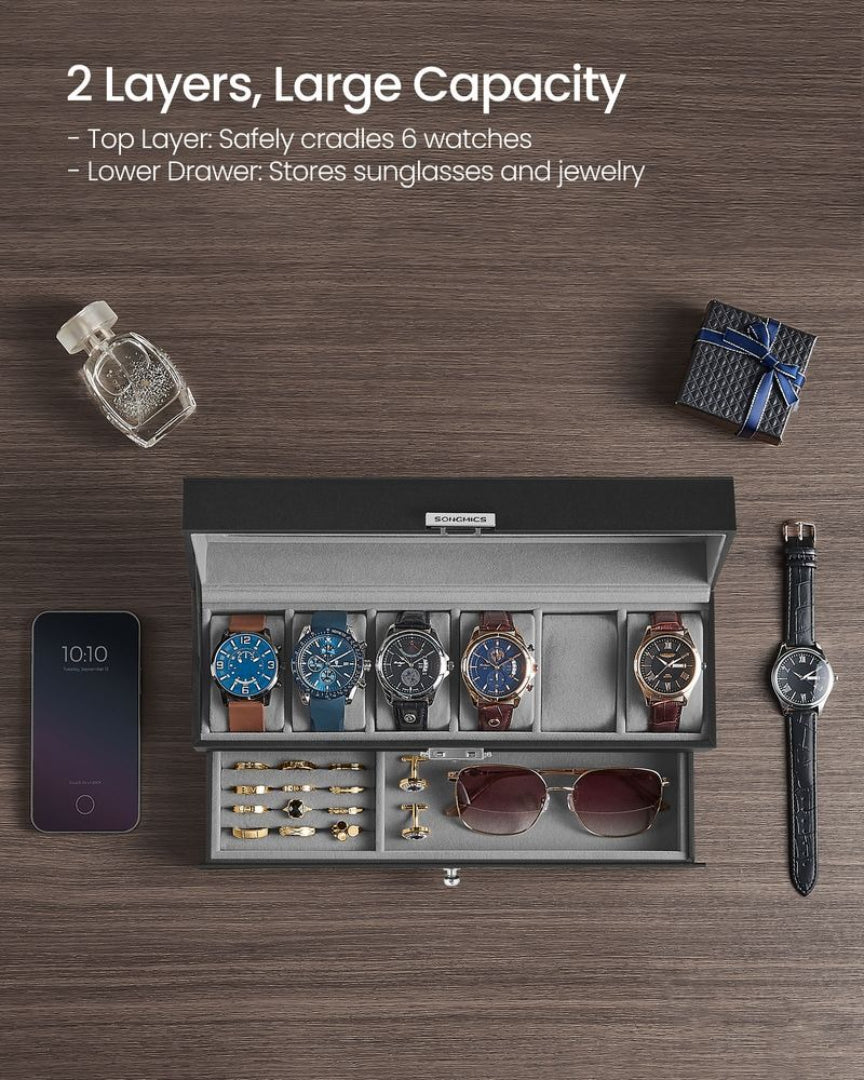 Lockable Watch Box With Glass Lid 6 8 Or 12 Slot
