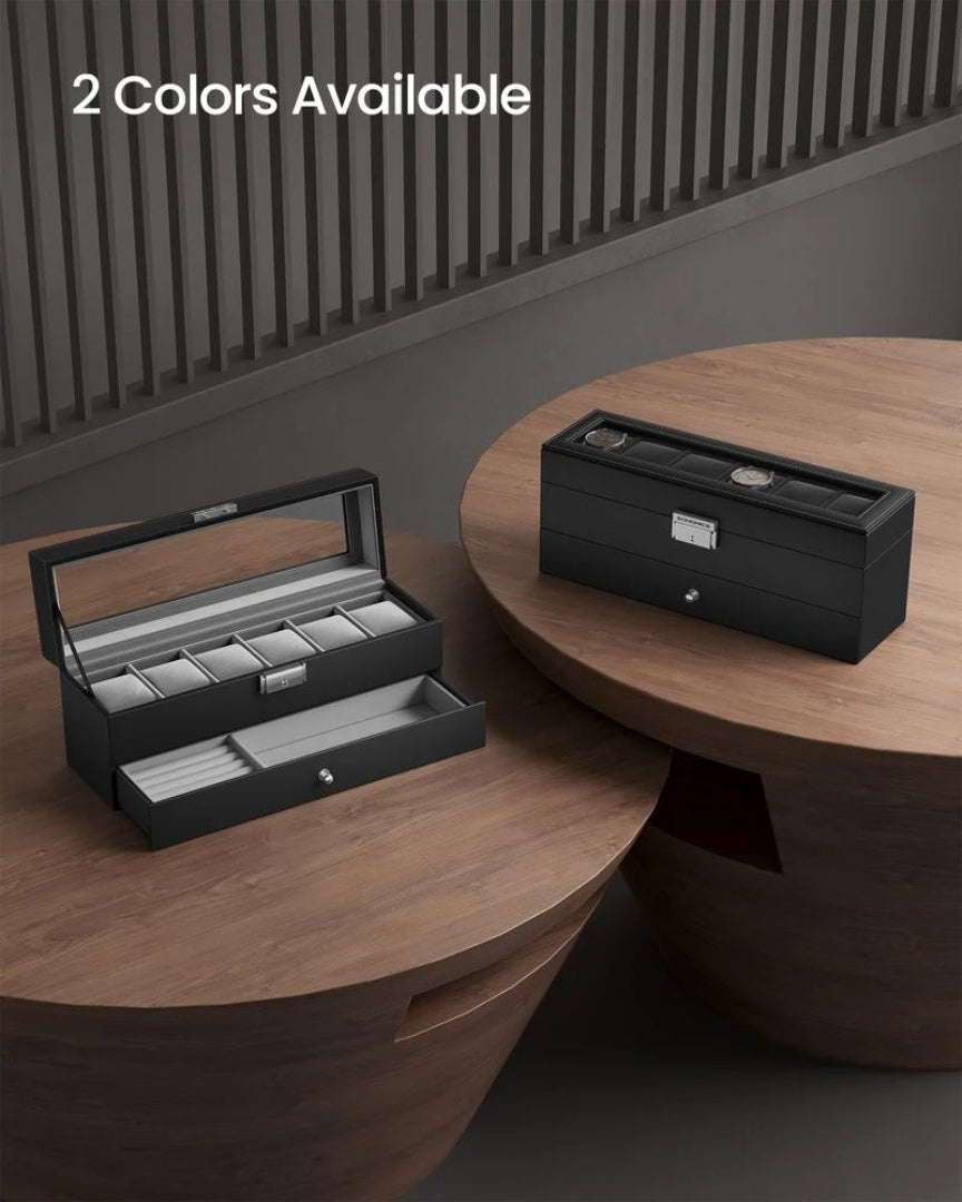 Lockable Watch Box With Glass Lid 6 8 Or 12 Slot