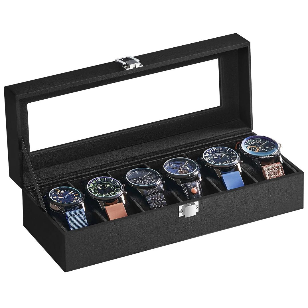 Watch Storage Case With Glass Lid 6 Or 12 Slot Organizer