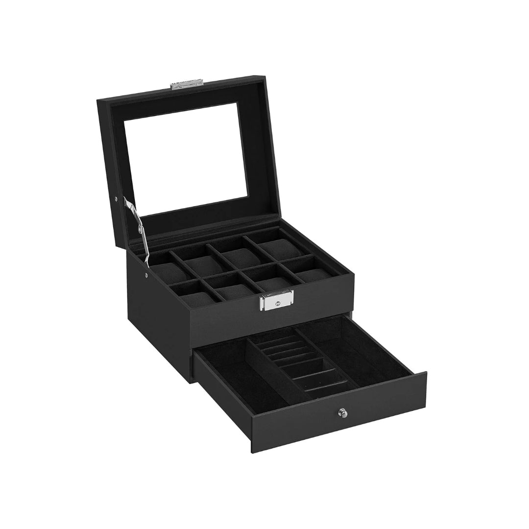 Lockable Watch Box With Glass Lid 6 8 Or 12 Slot