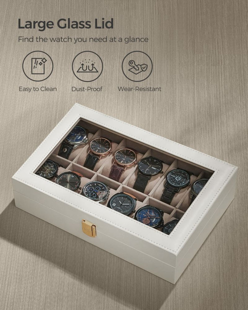 Watch Storage Case With Glass Lid 6 Or 12 Slot Organizer
