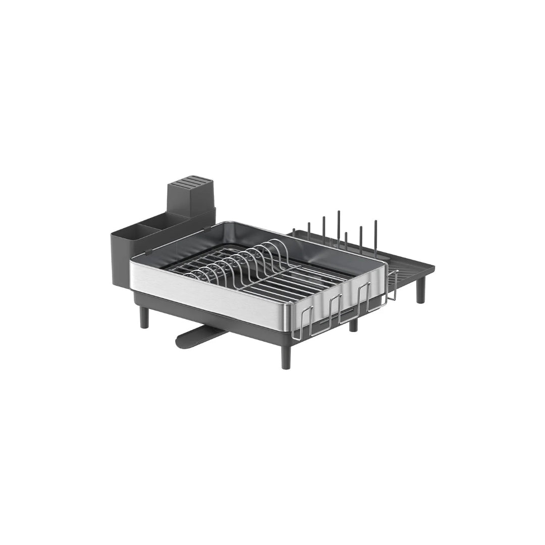Expandable Stainless Steel Dish Drying Rack with Utensil and Cup Holder