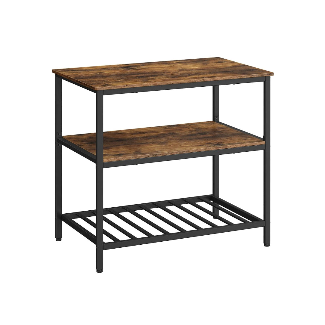 Kitchen Island Table with Worktop and 3-Tier Storage Shelf