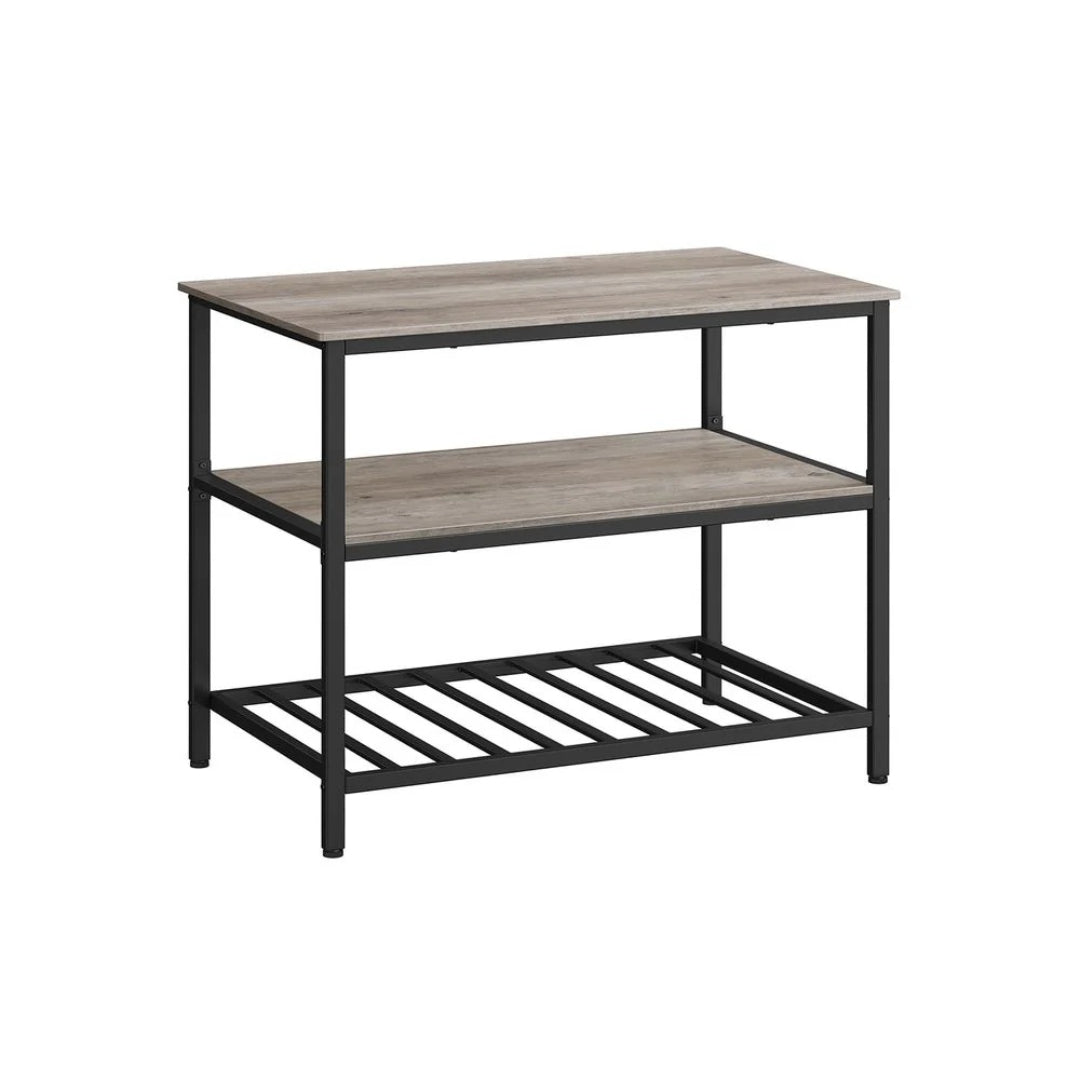Kitchen Island Table with Worktop and 3-Tier Storage Shelf