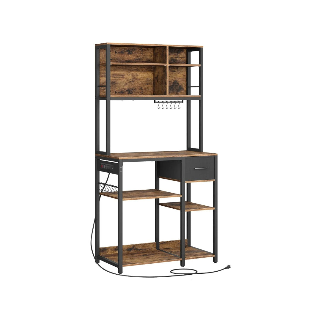 Baker’s Rack with Charging Station and Storage Shelves, Kitchen Rack